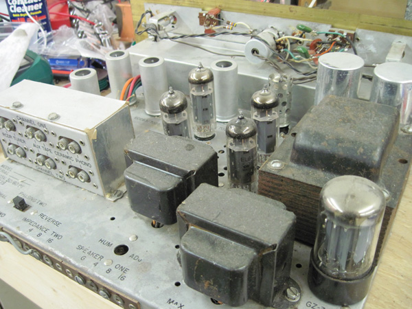 The chassis before restoration, which is rather dusty.