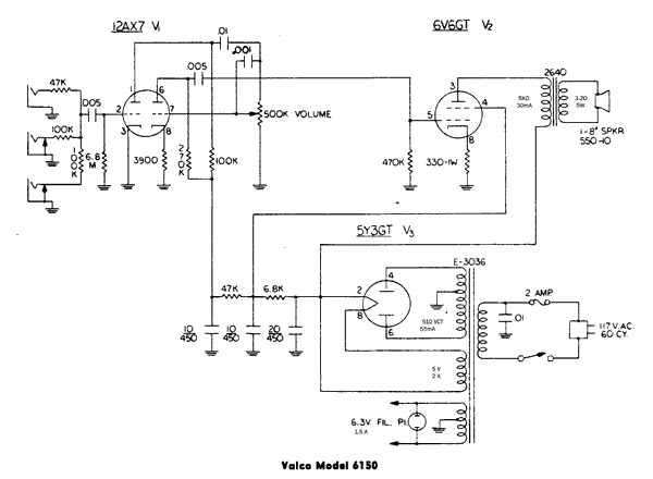 Schematic of a Valco 6150 amplifier.