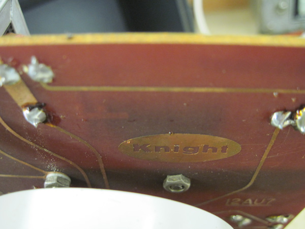 A view of the PCB, showing hte Knight logo in copper.