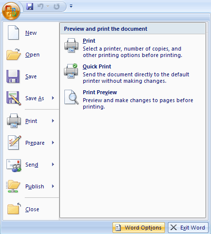 The options button on the office menu.