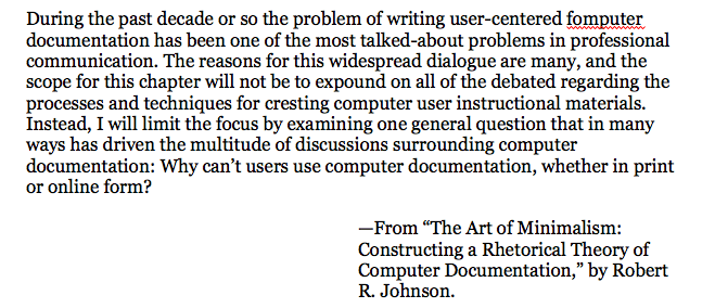 During the past decade or so the problem of writing user-centered fomputer documentation has been one of the most [...]